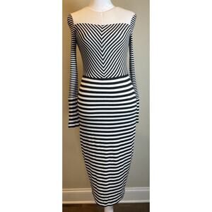 Bailey 44 Dress XS Tight Fitting Black & White Striped Long Sleeved